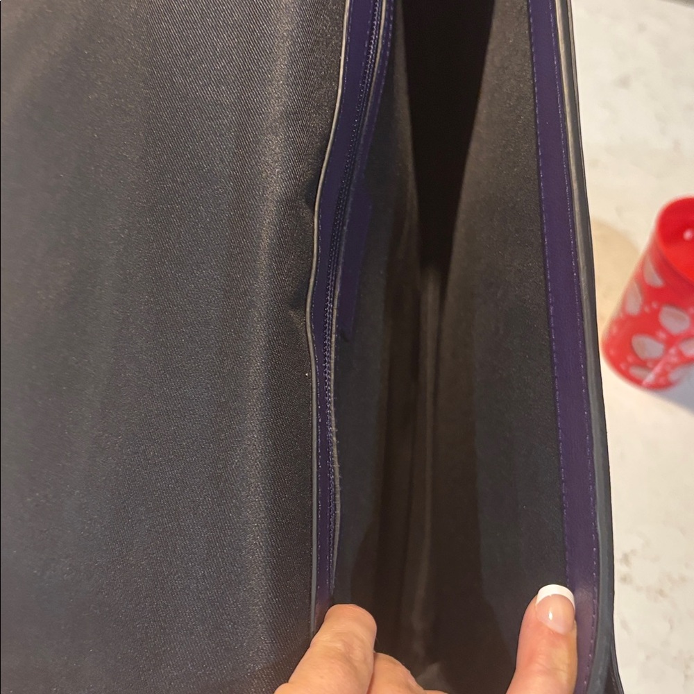 Levenger Purple Leather Bag - Picture 3 of 5